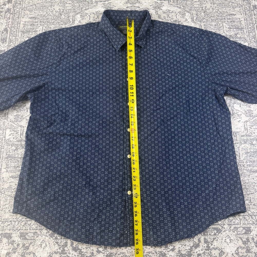John Bartlett Consensus Mens XXL Navy Blue Geometric Floral Long Sleeve Shirt
